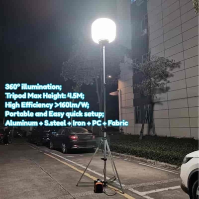 360° verlichting 60W 100W 120W 320W Glare-free LED-lichtballon op statief voor bouwterreinen
