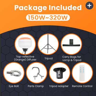 Op batterijen aangedreven herbruikbare LED-ballonnen 200W 320W mobiele verlichtingstoren voor buitenevenementen