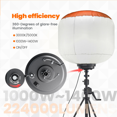1000W bouwwerkplaats LED opgeblazen 360 graden ballon licht IP65 High Lumen